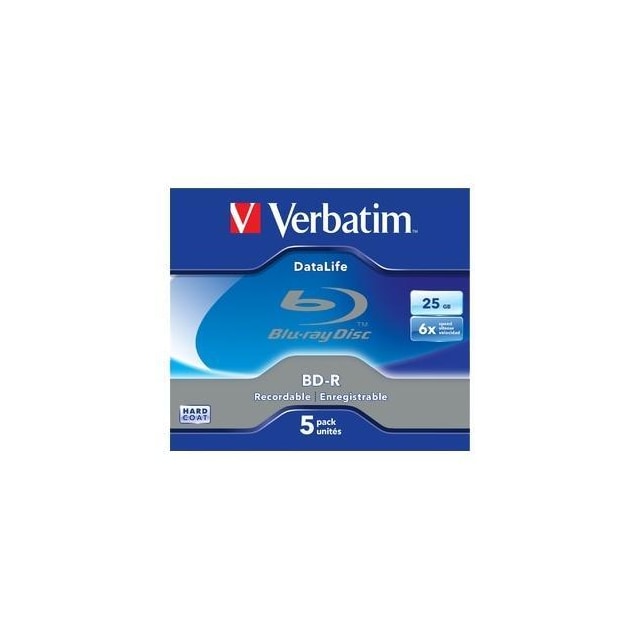 Verbatim BD-R SL Datalife, 25GB, 6x speed, 5-pack, BD-R version 1.3