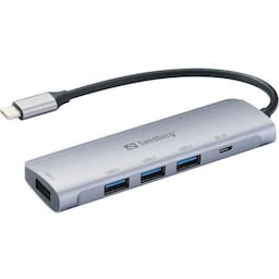 USB-C til 4 x USB 3.0 Hub SAVER, Sølv