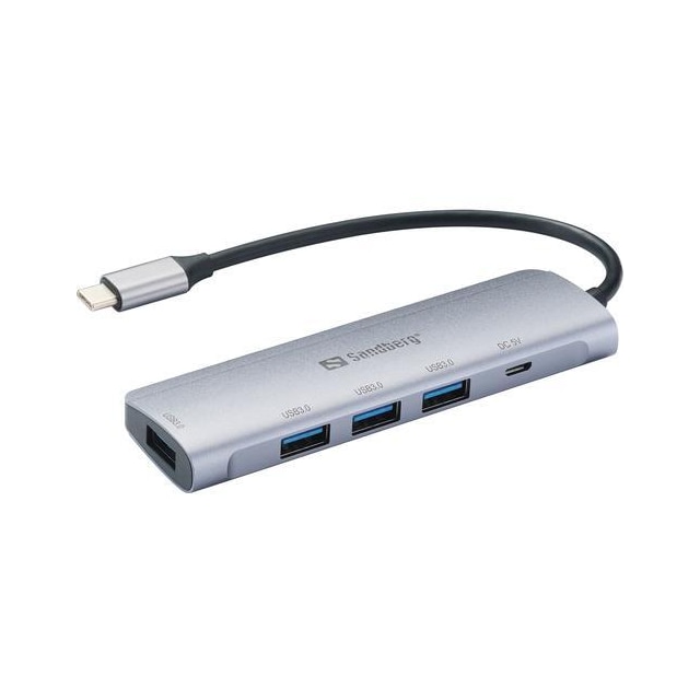 USB-C til 4 x USB 3.0 Hub SAVER, Sølv