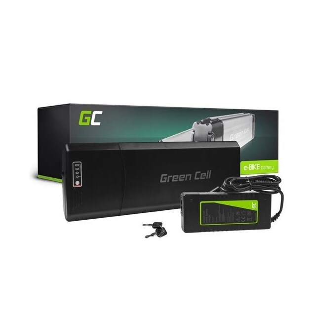 Green Cell elcykelbatteri bakre ställ 36V 12Ah med laddare