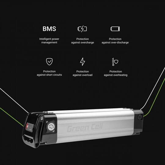 Green Cell elcykelbatteri Silverfish 24V 10.4Ah med lader | Elgiganten