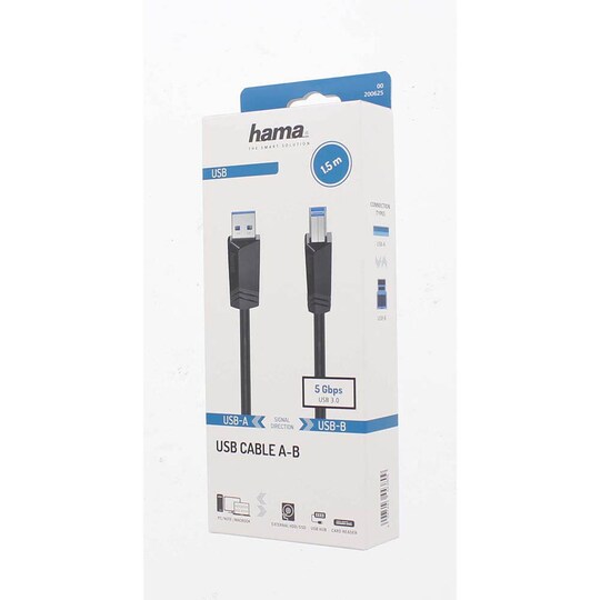 Kabel USB 3.0 Gbit/s 1.5m Sort | Elgiganten