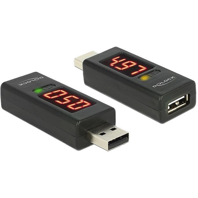 DeLOCK adapter - Ampere- og voltmåler til USB-enheder, Type A han - T