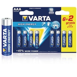 Varta Alkaline Batteri Aaa 1.5 V High Energy 8-Promotional Blister