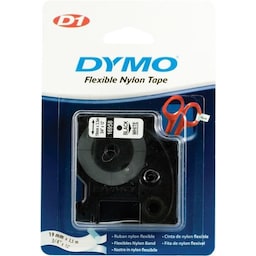 DYMO D1, markeringstape i nylon, 19 mm, sort tekst på hvid tape, 3,5