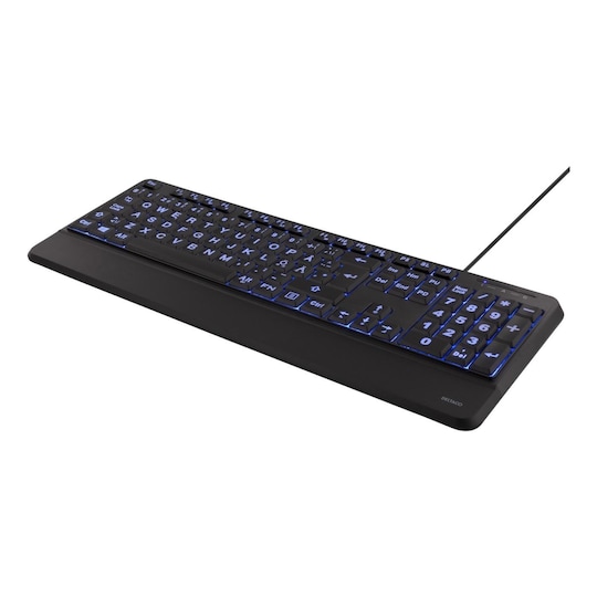DELTACO Full-size big letter keyboard, blue LED backlight, USB, black |  Elgiganten