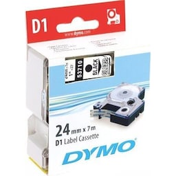 DYMO D1, markeringstape, 24mm, sort tekst på transparent tape, 7m - 5