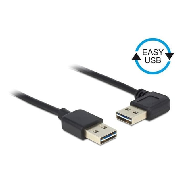 DeLOCK USB cable, turnable USB-A connectors, male, angled, 1m, black