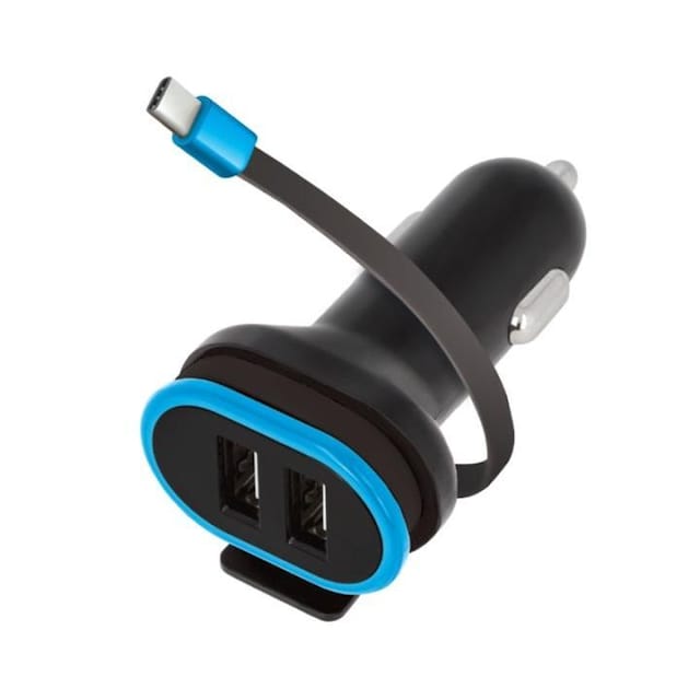 Forever Dual USB Billaddare CC-02 3A med USB typ-C kabel