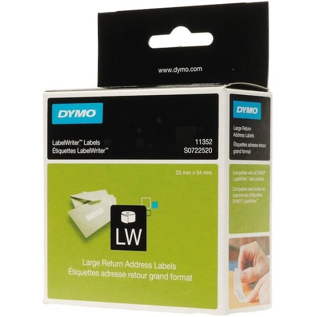 DYMO LabelWriter hvide returadresse etiketter, 54x25 mm, 1-pack(500 st