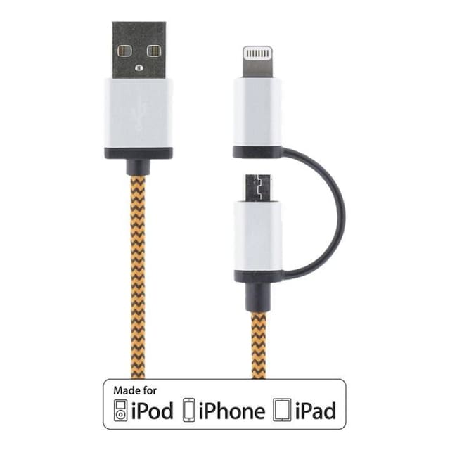 DELTACO USB-synk-/opladerkabel til iPod, iPhone, iPad og andre enheder
