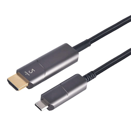 NÖRDIC 10m Active AOC Fiberkabel USB 3.1 Type C til HDMI 4K 60hz 21,6Gbps HDCP / EDID / CEC / 3D |