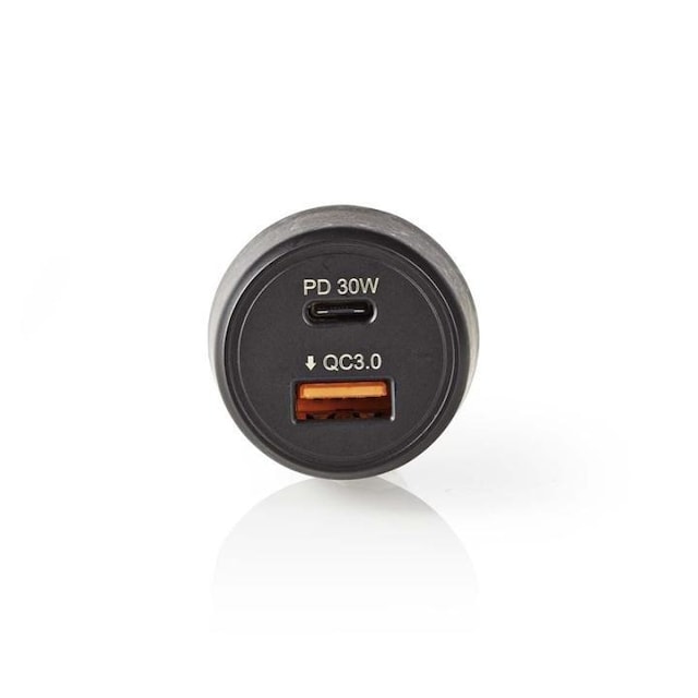 Biloplader | 3.0 A | USB (QC 3.0)/USB-C | Power Delivery 30 W | Sort