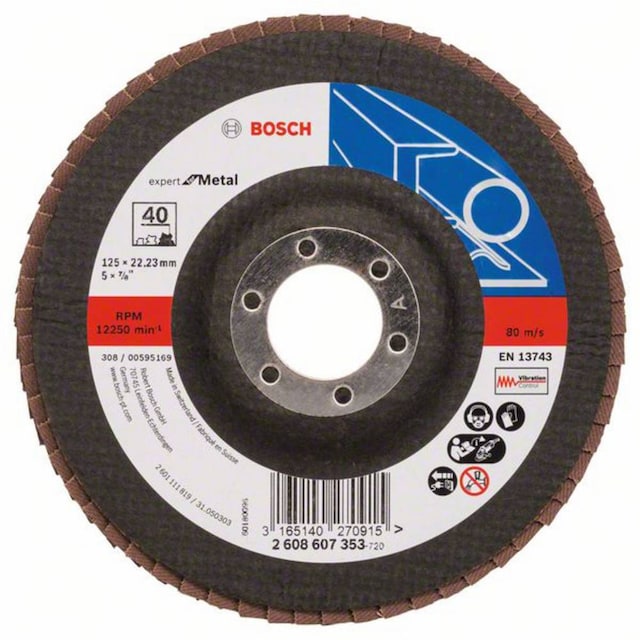 Bosch Accessories 2608607353 Lamelslibeskive Diameter 125 mm Diameter indv. 22.23 mm N/A 1 stk