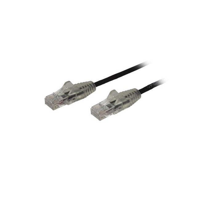 StarTech.com 2,5 m CAT6-kabel - Tunn - Ej hakfria RJ45-kontakter - Svart, 2,5 m,