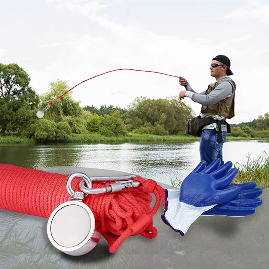Dobbeltsidet neodymmagnet / fiskemagnet 120 kg med reb og handsker |  Elgiganten