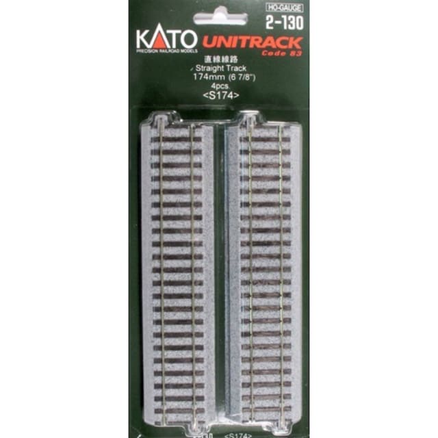 H0 Kato Unitrack 2-130 Lige spor 174 mm 4 stk