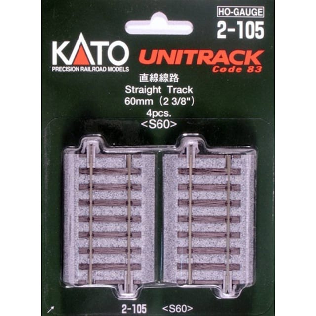 H0 Kato Unitrack 2-105 Lige spor 60 mm 4 stk