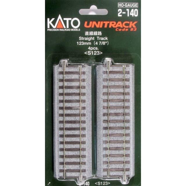 H0 Kato Unitrack 2-140 Lige spor 123 mm 4 stk