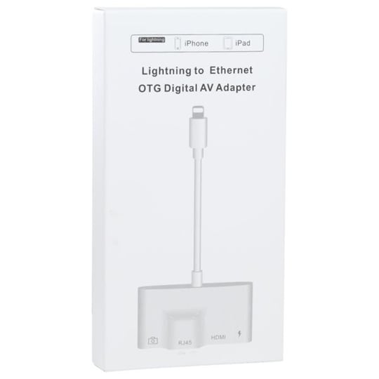 iPhone adapter till RJ45 Ethernet + HDMI + USB Camera | Elgiganten