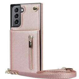 Zipper halskæde etui Samsung Galaxy S21 FE - Rose