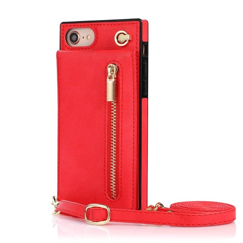 Zipper halskæde etui Apple iPhone 8 - Rød | Elgiganten