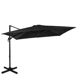 VONROC Premium Parasol Pisogne 300x300cm - 360 ° Drejelig - Vippefunktion - Antracit/Sort - Inkl. beskyttelsesovertræk