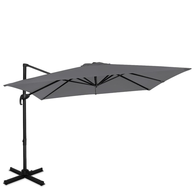 VONROC Premium Parasol Pisogne 300x300cm - 360 ° Drejelig - Vippefunktion - Grå - Inkl. beskyttelsesovertræk