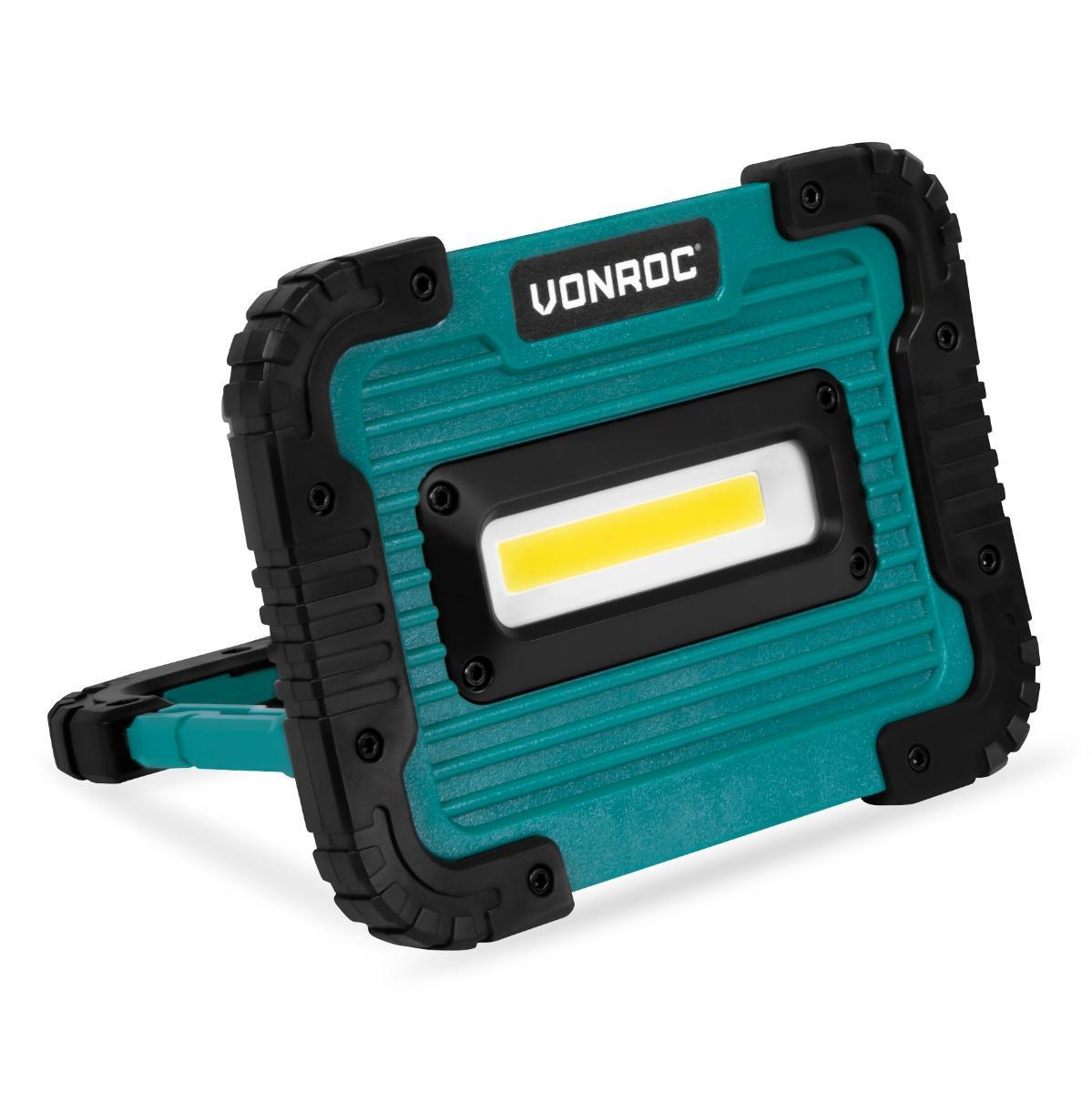 VONROC Genopladelig arbejdslampe / byggelampe 4V - 10W - 1000 Lumen - Dæmpbar i 2 positioner - Inkl. USB-opladerkabel Elgiganten