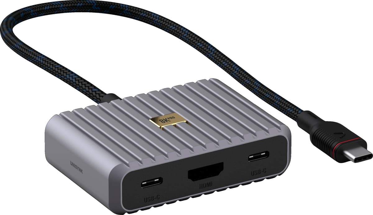 Unisynk 5 ports 8K 100W USB-C-hub (grå)