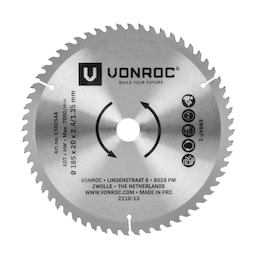 VONROC Rundsavsklinge - 185x20mm - 60T - Velegnet til laminat – Universal