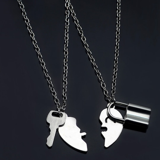 Par halskæde lås nøgle hjerte vedhæng Sølv | Elgiganten