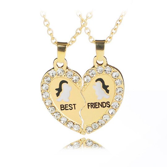 Matchende hjerte halskæde ""Best Friends"" Guld 1 par | Elgiganten