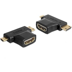DeLOCK HDMI adapter, 19-pin hun til Mini-HDMI/Micro-HDMI, sort