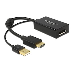 DeLOCK HDMI to Displayport adapter, 4K, HDMI male, DP female, black