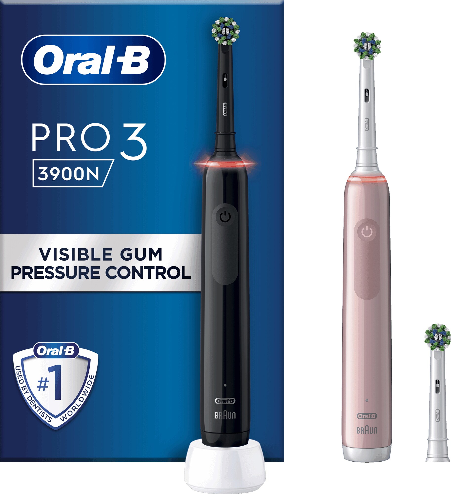 Oral-B Pro3 3900N elektrisk tandbørste 760277 (sort/pink) med PrisMatch