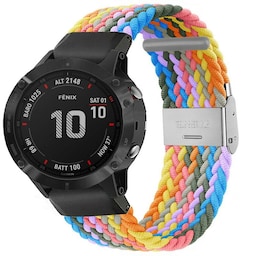 Flettet Elastik Armbånd Garmin Fenix 6 - light rainbow