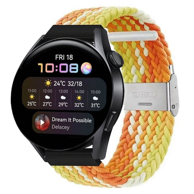 Flettet Elastik Armbånd Huawei Watch 3 (46mm) - Gradientorange