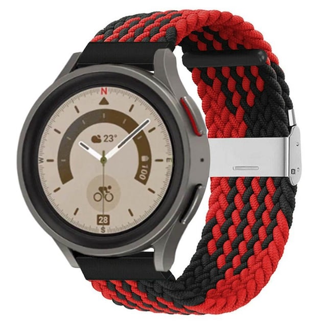 Flettet Elastik Armbånd Samsung Galaxy Watch 5 Pro (45mm) - Rød/Sort