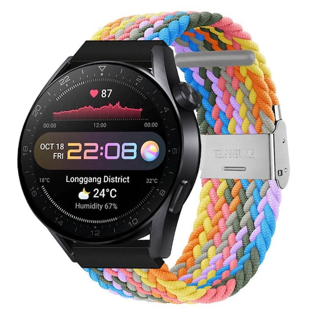 Flettet Elastik Armbånd Huawei Watch 3 Pro (48mm) - light rainbow