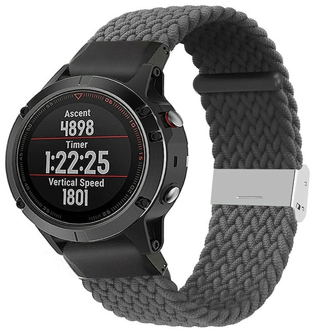 Flettet Elastik Armbånd Garmin Fenix 5X - skygrey