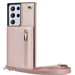 Zipper halskæde etui Samsung Galaxy S22 Ultra - Rose