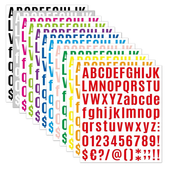 Klistermærker bogstaver og tal Flerfarvede 12 ark 972 klistermærker |  Elgiganten