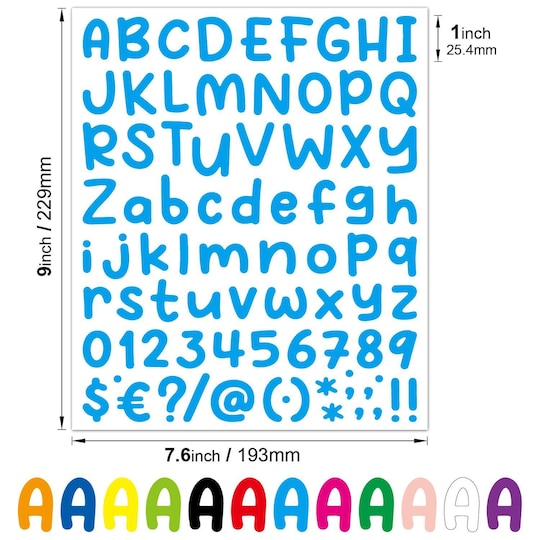 Klistermærker bogstaver og tal Flerfarvede 12 A4 ark 972 klistermærker |  Elgiganten
