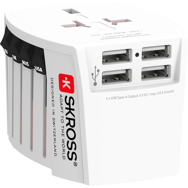 SKross MUV World USB 4xA rejseadapter 3310007