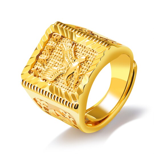 Justerbar ring med mønster til mænd Guld 20 mm | Elgiganten