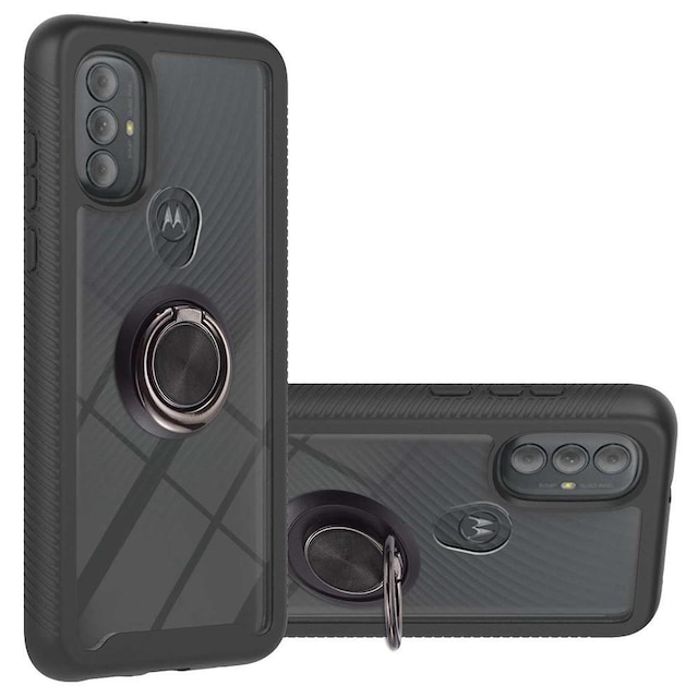 YB PC Series-5 til Motorola Moto G Power (2022) /G Pure PC+ TPU stødsikker telefontaske med ringholder Kickstand - Sort