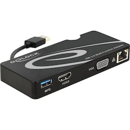 Delock USB 3.0 Netværksadapter 1 GBit/s HDMI™, VGA, USB