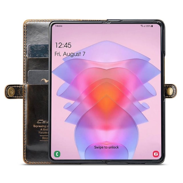 Wallet 3-kort ægte læder Samsung Galaxy Z Fold 4 - Brun