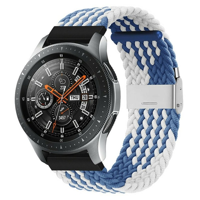 Flettet Elastik Armbånd Samsung Galaxy Watch 46mm - Blåhvid